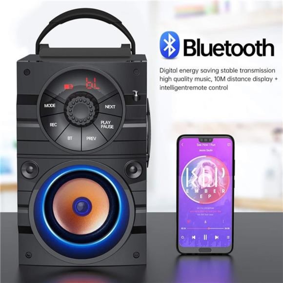 Portable Big Bluetooth Speakers with Light, Wireless with Subwoofer, FM Radio - Picture 3 of 6